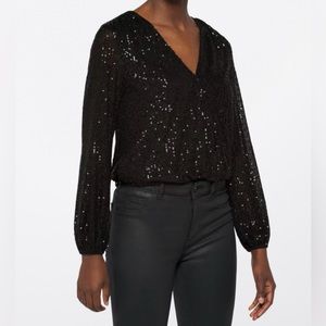 Heatherly Cervinia Sequin Knit Bodysuit in Black